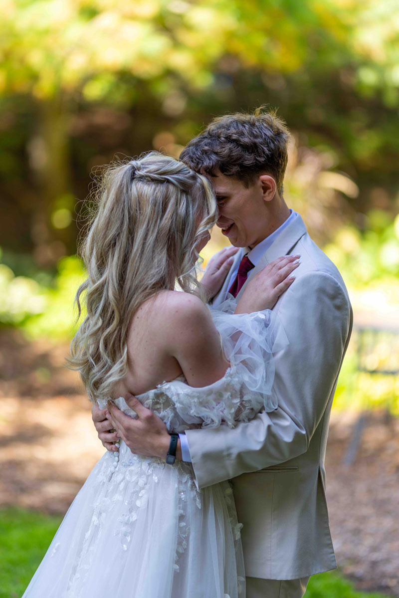 First Look between Bride and Groom in Eau Claire WI