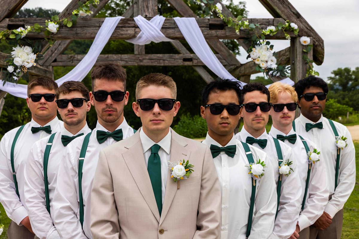 Men in Sunglasses as part of a wedding party